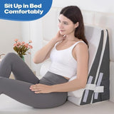 GOHOME Cooling Wedge Pillow Set for After Surgery, 3-Piece Adjustable Memory Foam Bed Wedge Pillow for Sleeping - Acid Reflux, Snoring, Neck Pain and Back Pain, White and Grey