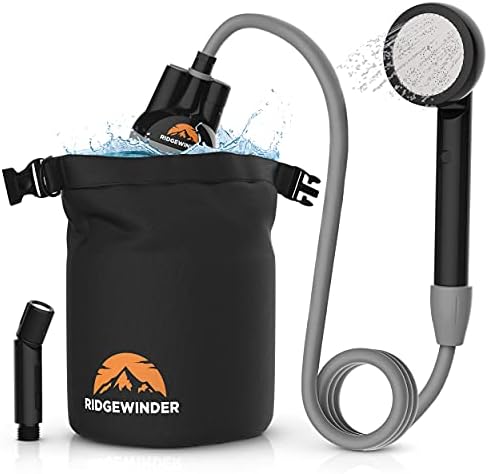 Portable Shower for Camping with Dry Bag - Camp Shower with Rechargeable Battery and Included 10L Dry Bag for Water Storage. Complete Camping Shower in a Bag (+Sprayer Attachment).