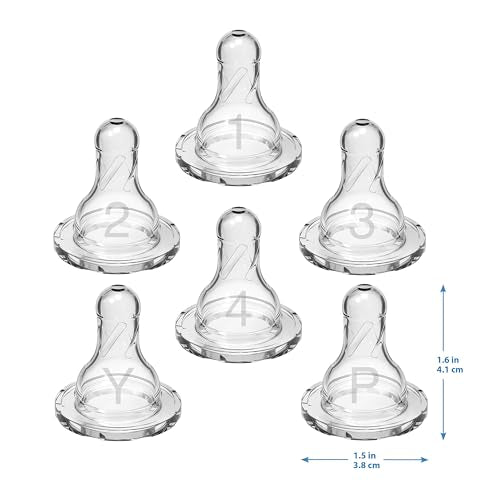 Dr. Brown’s Natural Flow Level 2 & Level 3 Narrow Baby Bottle Silicone Nipples, Medium-Fast Flow, 6m+, 100% Silicone Bottle Nipple, 6 Pack