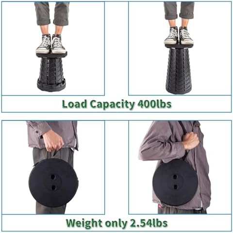 Boreeman 2-Pack Collapsible Stool, Lightweight Yet More Sturdy with Load Capacity 400lbs, Upgraded Portable Stool for Camping Fishing Hiking BBQ