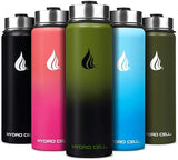 HYDRO CELL Stainless Steel Insulated Water Bottle with Straw - For Cold & Hot Drinks - Metal Vacuum Flask with Screw Cap and Modern Leakproof Sport Thermos for Adults (Army/Black 24oz)