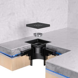 EXF Square Shower Drain 6 Inch Matte Black, Stainless Steel Shower Floor Drain Kit with ABS Flange, Removable Grid Grate, Hair Strainer, Not Fit for Bathtub