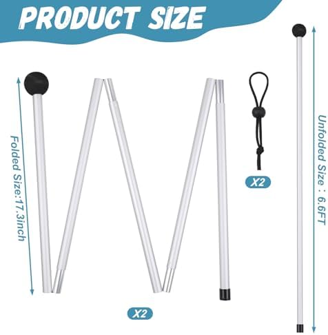 2 Packs Replacement Beach Tent Poles,Aluminum Canopy Foldable Poles