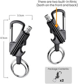 YUSUD 2 Pack Keychain Bottle Opener for Men, Permanent Match with Dual Side Flint Fire Starter, Waterproof Reusable Matchstick, Forever Match for Outdoor Survival, Everlasting Strike Anywhere Matches