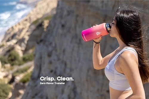 HYDRO CELL Stainless Steel Insulated Water Bottle with Straw - For Cold & Hot Drinks - Metal Vacuum Flask with Screw Cap and Modern Leakproof Sport Thermos for Adults (Coral/Punch 32oz)