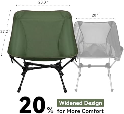 Ultralight Camping Chair, Portable Folding Backpacking Chair, Compact Camping Chair with Carry Bag for Outdoor Camp Hiking Backpack Beach Travel (Green)