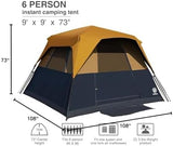 EVER ADVANCED 6 Person Blackout Camping Tent Instant Cabin Tents for Family with Rainfly, 60s Easy Setup, Water-Resistant