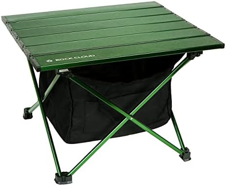ROCK CLOUD Portable Camping Table Ultralight Aluminum Camp Table with Storage Bag Folding Beach Table for Camping Hiking Backpacking Outdoor Picnic, Green