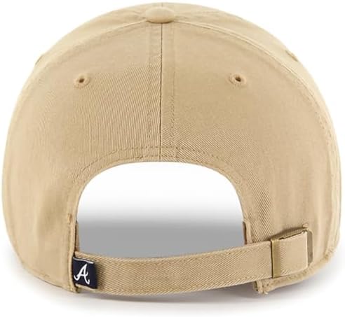 47 Brand MLB Khaki White Primary Logo Clean Up Adjustable Strap Baseball Dad Hat Cap, Adult One Size Fits All