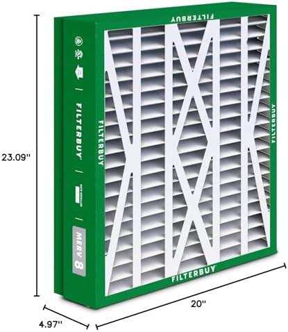 Filterbuy 21x23.5x5 Air Filter MERV 8 Dust Defense (2-Pack), Pleated HVAC AC Furnace Air Filters Replacement for Trane Perfect Fit & American Standard (Actual Size: 20.00 x 23.09 x 4.97 Inches)