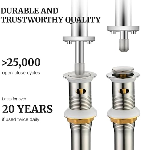 Pop up Sink Drain Stopper for Bathroom Vessel Vanity Sink Art Basin Brushed Nickel, Small Cap with Overflow, Metal Pop up Drain Strainer with Detachable Basket Stopper