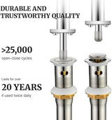 Pop up Sink Drain Stopper for Bathroom Vessel Vanity Sink Art Basin Brushed Nickel, Small Cap with Overflow, Metal Pop up Drain Strainer with Detachable Basket Stopper