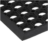Ottomanson Indoor/Outdoor Hose-Wash Holes Design Non-Slip Rubber 10" x 30" Modern Stair Treads for Stairs, Garage, Patio, 5 Pack, Black Holes
