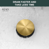 KENES Brushed Gold Pop Up Bathroom Sink Drain with Overflow Assembly with Strainer Lavatory Vanity Vessel Pop Up Drain Stopper