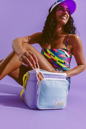 Igloo Retro 90s Lunch Coolers, Insulated Lunch Bag, Square Lunch Box Cooler with Front Pocket & Adjustable Strap