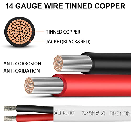 14 Gauge Marine Wire 14 AWG Duplex Marine Grade Wire,50ft Tinned Copper Heavy Duty Sheathed Electrical Cable for Boat/Automotive/RV/Camper/Trailer