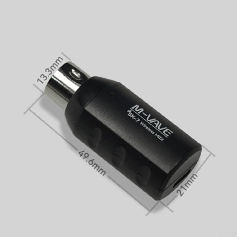 M-VAVE-SK7 5-pin Wireless MIDI-Adapter, Bluetooth-5.0 DIN5-MIDI In/Out Interface For Keyboards/Synths/Controllers,Ultra-Low Latency,Automatic Pairing-MIDI