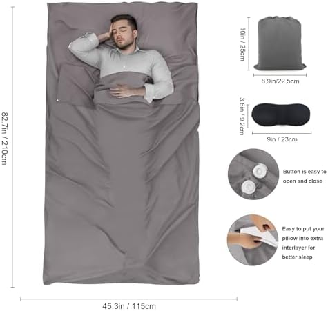 Sleeping Bag Liner,Travel Sheet & Adult Sleep Sack, Camping Sheets Travel Sleep Sack for Backpacking,Hotels & Hostels -Lightweight Single &Double Travel Sheet Camping Sheets