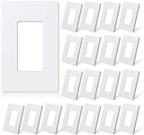 ELEGRP 1-Gang Screwless Decorative Wall Plates, Mid-Size Unbreakable Thermoplastic Faceplate Cover for Decorator Receptacle Outlet Switch, UL Listed (20 Pack, Matte White)