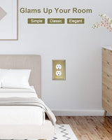 4-Pack Duplex Outlet Covers, Decorative Wall Plates for Electrical Outlets, Antique Brass Switch Plates and Outlet Covers, Durable Zinc Alloy Receptacle Cover, Corrosion Resistant