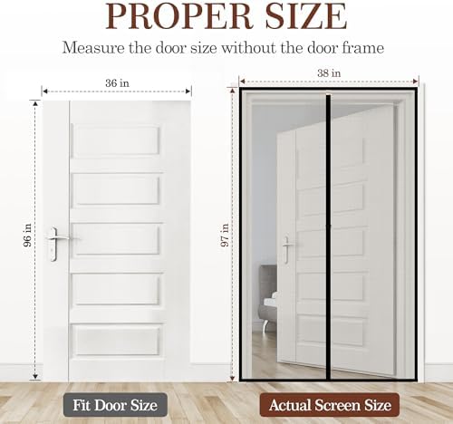 Yotache Screen Doors with Magnets Fits Door Size 36 x 96, Screen Size 38" x 97" Heavy Duty Screen Door Enjoy Fresh Air Black