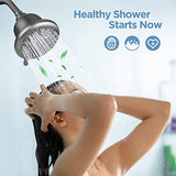 MakeFit Filtered Shower Head - High Pressure Shower Head with Filter for Hard Water Softener - 7 Settings Bathroom Rain Showerhead to Remove Chlorine and Heavy Metals (Gray)