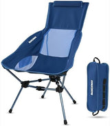 MARCHWAY Lightweight Folding High Back Camping Chair with Head Support, Stable Portable Compact for Outdoor Camp, Travel, Beach, Picnic, Festival, Hiking, Backpacking (Highback Dark Blue)