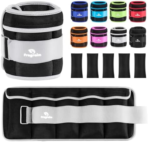 Fragraim Adjustable Ankle Weights 1-3/4/5/6/8/10/12/15/20 LBS Pair with Removable Weight for Jogging, Gymnastics, Aerobics, Physical Therapy