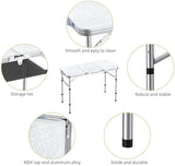 Folding Camping Table with Storage Net, 3ft Camping Table Aluminum Folding Table with 3 Adjustable Height Max 27.1 Inch, Portable, for Outdoor Backyard BBQ, Silver