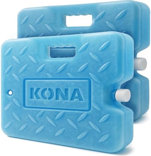Kona Large Ice Pack for Coolers [Blue Ice 4lb] Extreme Long Lasting Design Absorbs Heat to Cool Faster - Refreezable. Reusable. Colder Than Ice (-5C) Cooler Ice Pack