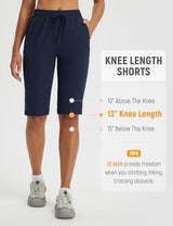 baleaf Women's 13'' Knee Length Hiking Shorts Quick Dry Water Resistant Lightweight Bermuda with Pockets