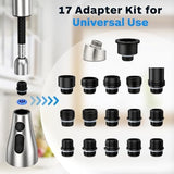 Kitchen Faucet Head Replacement 3 Modes with 17 Adapters, Pull Down Spray Head for Kitchen Faucet, Kitchen Sink Faucet Head G 1/2, Sprayer Head Replacement, Compatible with Moen，Delta, Kohler Faucets