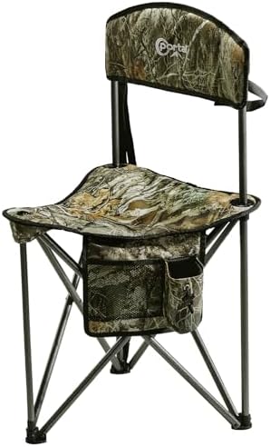 PORTAL Extra Large Quick Folding Tripod Stool with Backrest Fishing Camping Chair with Carry Strap