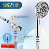 6 Spray Modes High Pressure Handheld Showerhead Set Upgraded 5 Inches Shower Head with Handheld Spray Premium Chrome Handheld Shower Head 60 Inches Stainless Steel Hose-1-Min Install
