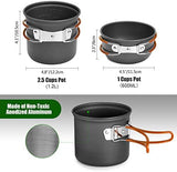 Odoland Camping Cookware Stove Carabiner Canister Stand Tripod and Stainless Steel Cup, Tank Bracket, Fork Spoon Kit for Backpacking, Outdoor Camping Hiking and Picnic