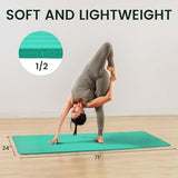 Yoga Mat, 1/2-Inch Extra Thick High Density Exercise Mat, Anti-Tear Exercise Yoga Mat with Carrying Strap, Suitable for Various Yoga Exercises