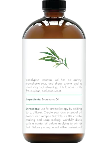 Handcraft Blends Eucalyptus Essential Oil in Glass Bottle - Huge 16 Fl Oz - 100% Pure and Natural - Premium Grade Essential Oil for Diffuser and Aromatherapy, and DIY Soap Making
