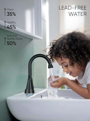 Cobbe Bathroom Faucets for Sink 3 Hole, 4 Inch with Pop Up Drain and 2 Supply Hoses, 2 Handle Centerset Bathroom Faucet for Sink Vanity, Midnight Black Matte