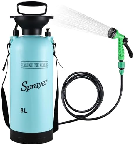 Finderomend Portable Shower for Camping with 7 Spray Modes, Hand Press Camping Shower with Removable Hose and Shower Head,Pressure Rinse Kits for Hiking Traveling Garden Beach Pet Shower