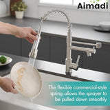 AIMADI Contemporary Kitchen Sink Faucet,Single Handle Stainless Steel Kitchen Faucets with Pull Down Sprayer,Brushed Nickel