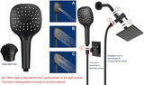 NearMoon Shower Head with Hose, High Pressure Stainless Steel Rain Shower and 3 Settings Handheld Spray Combo with Push Button Flow Control (8 Inch Showerhead Set, Matte Black)