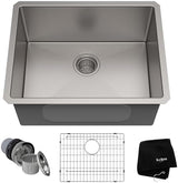 KRAUS Standard PRO 23-Inch 16 Gauge Undermount Single Bowl Stainless Steel Kitchen Sink, KHU101-23