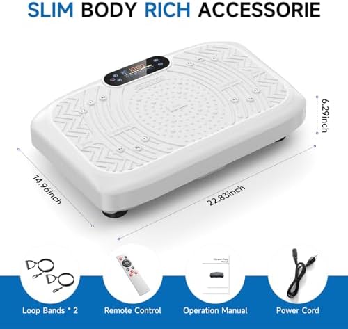 Vibration Plate Exercise Machine Lymphatic Drainage, Full Body Shaking Workout Vibrating Plate Weight Loss, 199 Adjustable Speeds 450 Lbs Capacity Fitness Platform for Women Men