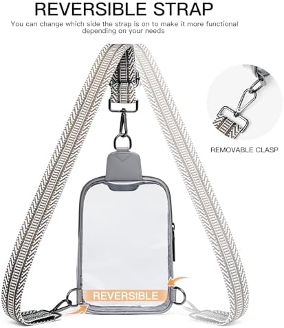 DOUBLE ZIP Clear bags Stadium Approved Crossbody Sling Bag Fanny Pack Purses for Women Men Belt bag for Stadium Events