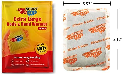 Large Hand & Body Warmers - Up to 18 Hours of Heat, Super Long Lasting - Easy, All Natural - Air Activated, for Body, Hands & Toes - Odorless Hot Hand Warmer - Sport Temp