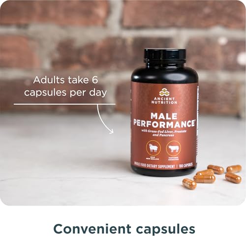Ancient Nutrition Organ Supplements for Men, Grass-Fed and Wild Organ Complex Capsules, Liver, Prostate, Pancreas Supports Male Performance, Healthy Aging, 180 Ct