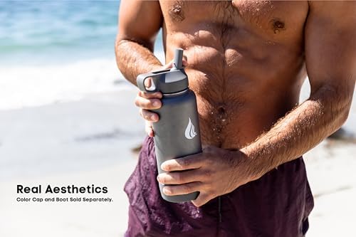 HYDRO CELL Stainless Steel Insulated Water Bottle with Straw - For Cold & Hot Drinks - Metal Vacuum Flask with Screw Cap and Modern Leakproof Sport Thermos for Adults (Graphite 32oz)