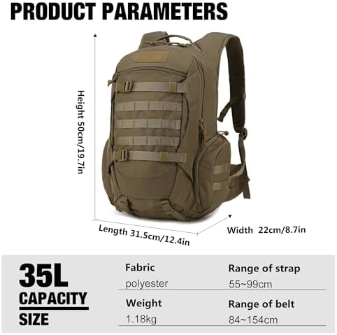 Mardingtop 35L Tactical Backpacks Molle Hiking daypacks for Camping Hiking Military Traveling Motorcycle