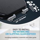 Sanilo Soft Close Toilet Seat ELONGATED, Quiet and Slow Close Lid and Seat, Strong Bumpers and Hinges, Black Wood