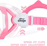 Seago Kids Swim Goggles Snorkel Diving Mask for Youth(5-15), Anti-Fog 180° Clear View